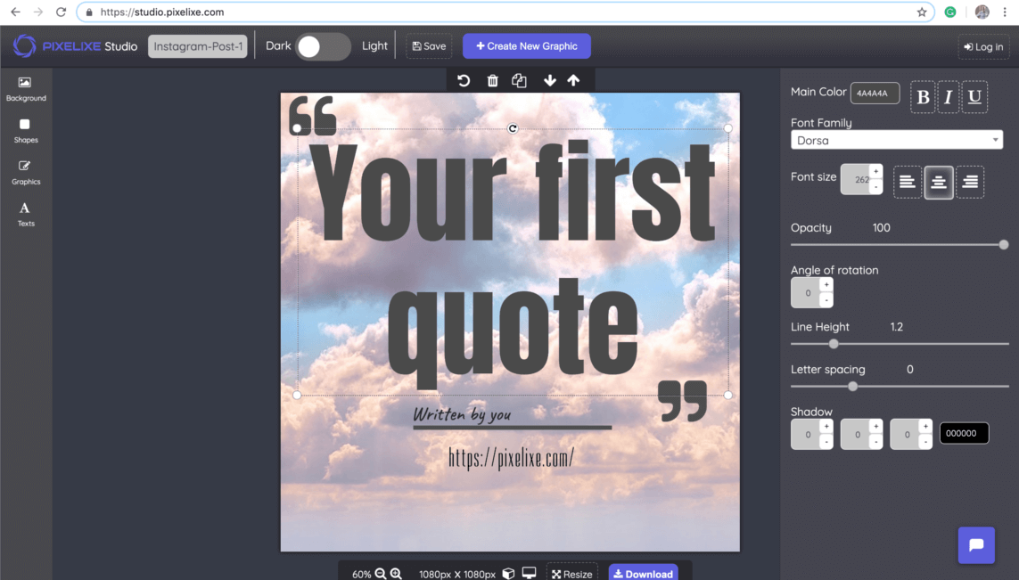 Add quotes to picture | Pixelixe : Add a quote to photos easily