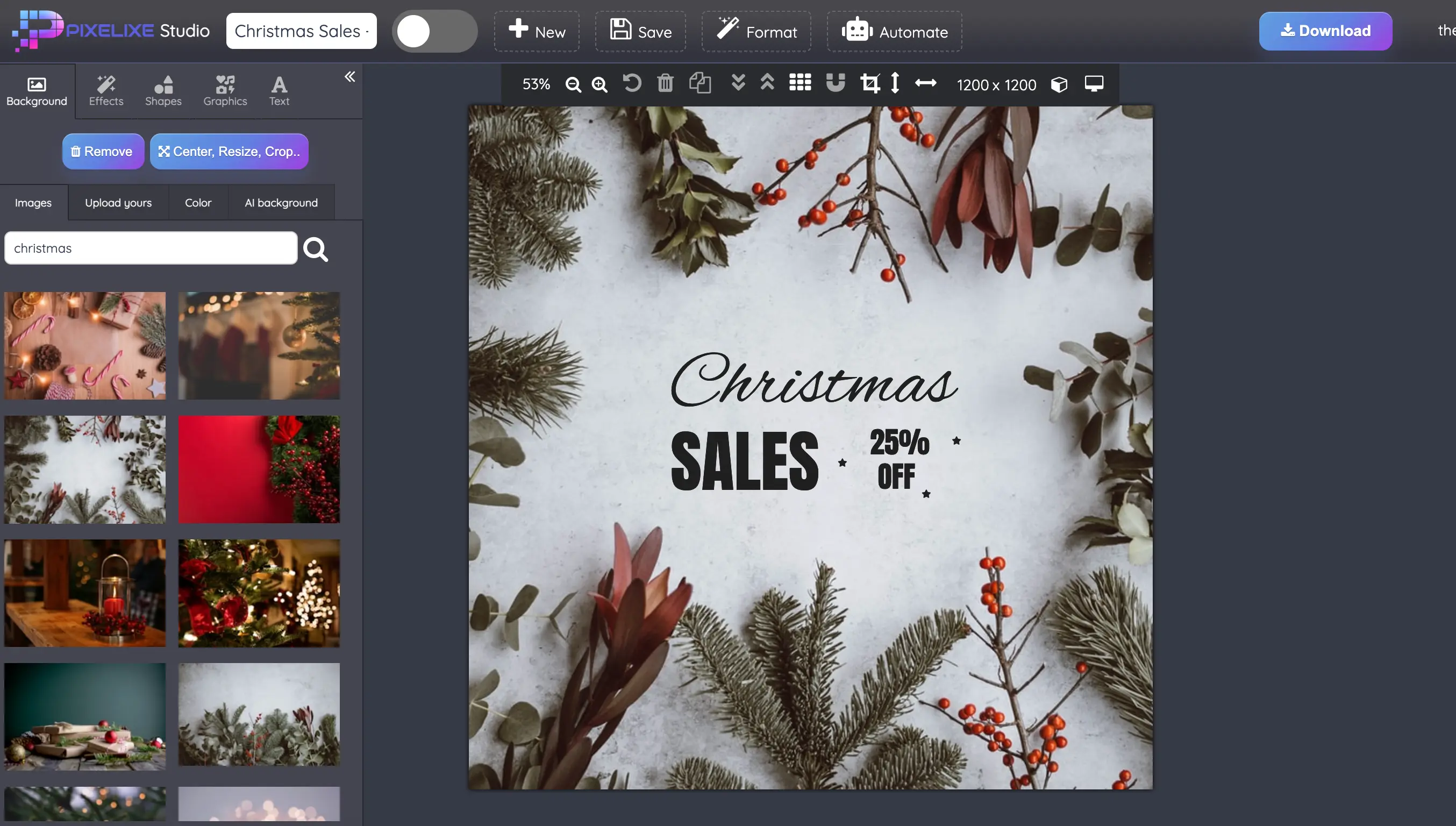 Pixelixe Studio editing workflow screenshot